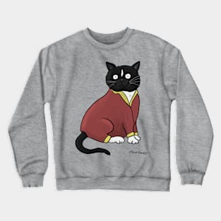 Cat Wearing Red Pajamas with Yellow Cuffs Crewneck Sweatshirt